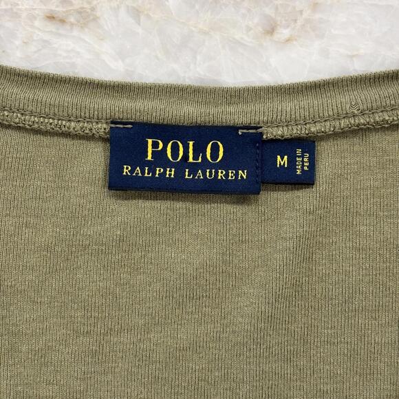 Polo Ralph Lauren Olive Green V Neck Short Sleeve Tee Size M - Picture 4 of 5